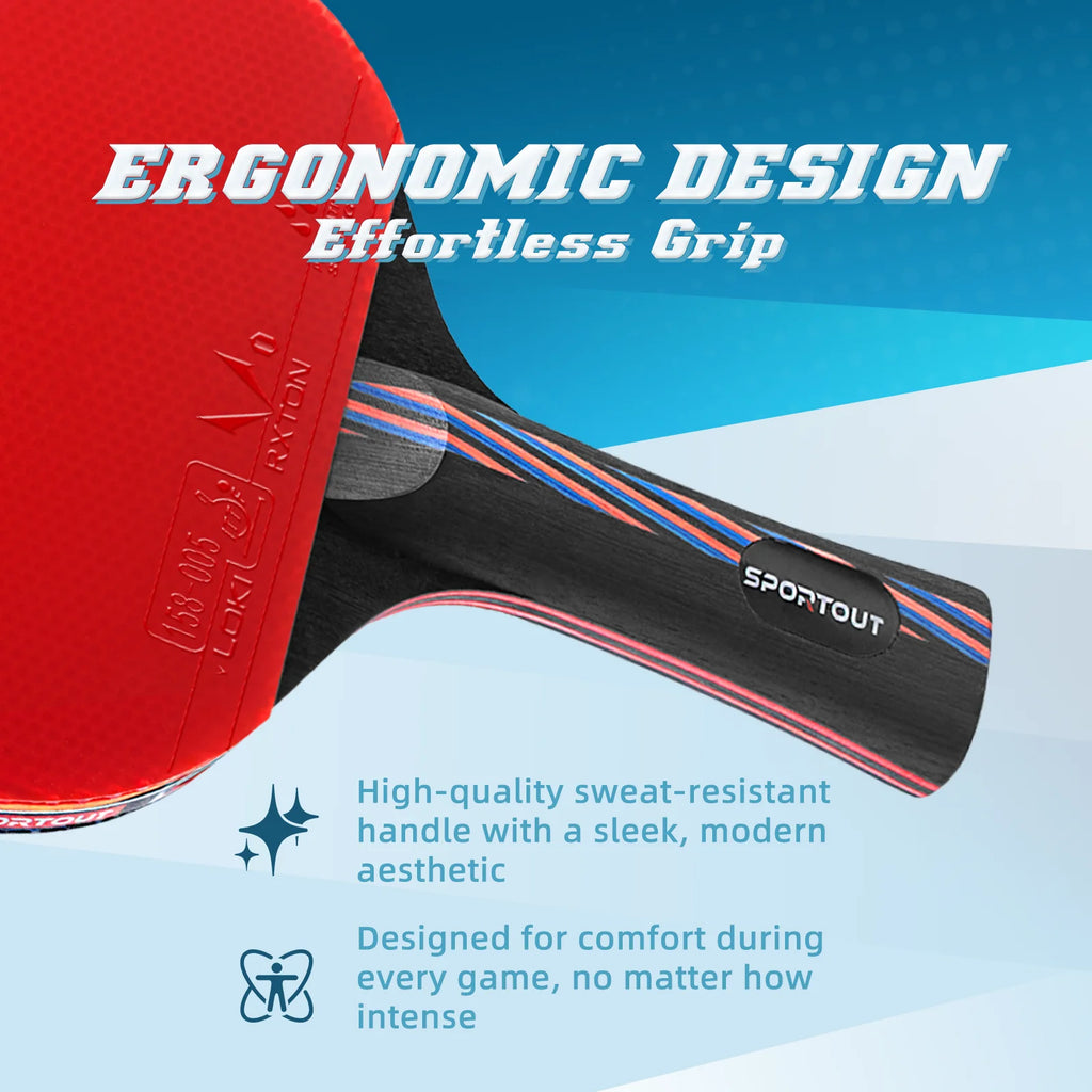 Table Tennis Bats, Portable Table Tennis Set, Ping Pong Bats for Outdoor Indoor Table Tennis Table, High-Performance Paddle, Com