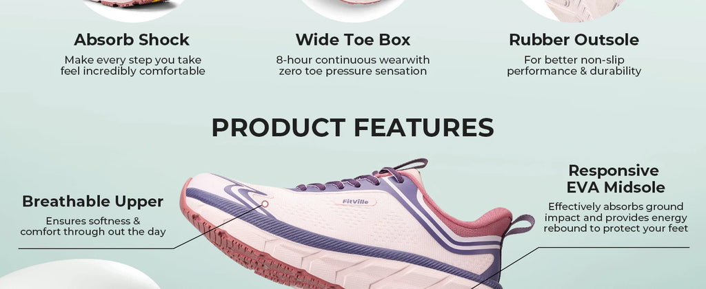 Fittington Women's Sports Shoes Wide Women Sneakers Non-Slip Tennis Walking Running Shoes For Women Swollen Feet Pain Relief