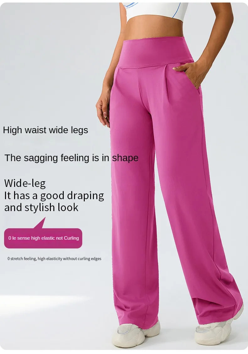 Yoga wide leg pants for women high waisted loose straight leg pants casual sports yoga pants women's outerwear