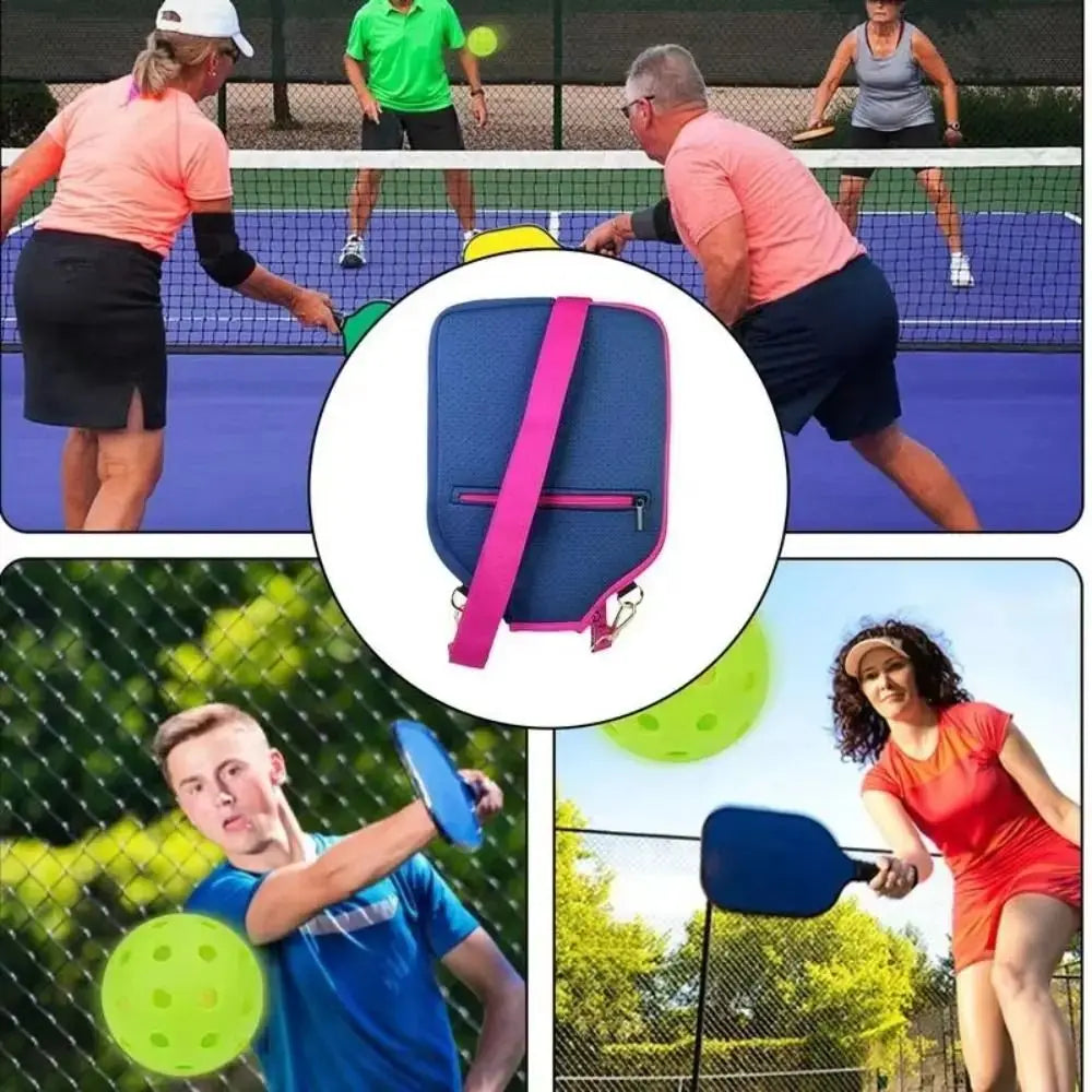 Large Capacity Pickleball Crossbody Bag Zipper Closure Waterproof Pickleball Paddle Cover Professional Adjustable Strap