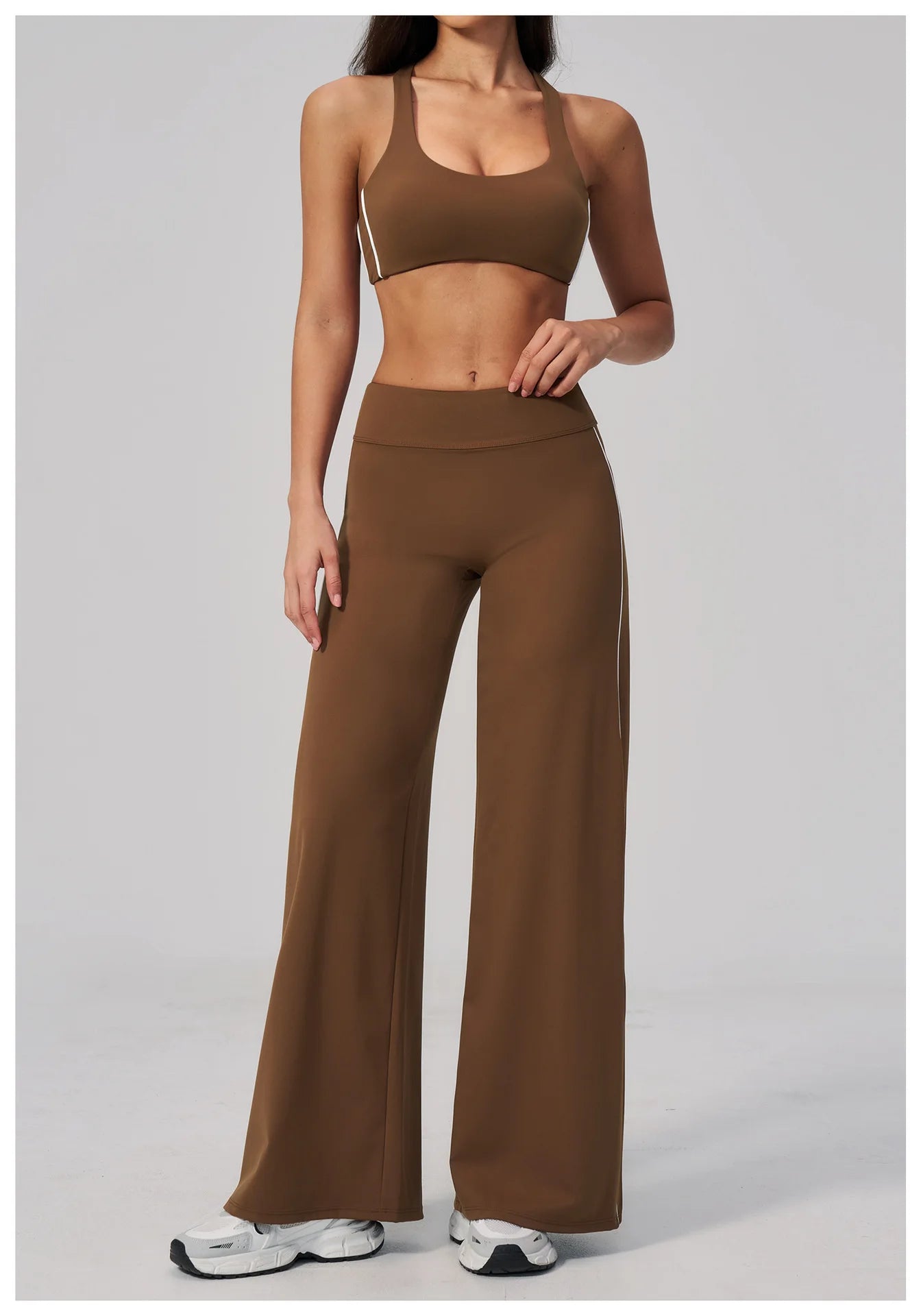 Yoga Pants Women High Waist Wide Leg Trousers Tummy Control Straight Workout Sports Pants Female Casual Fitness Bell-bottoms