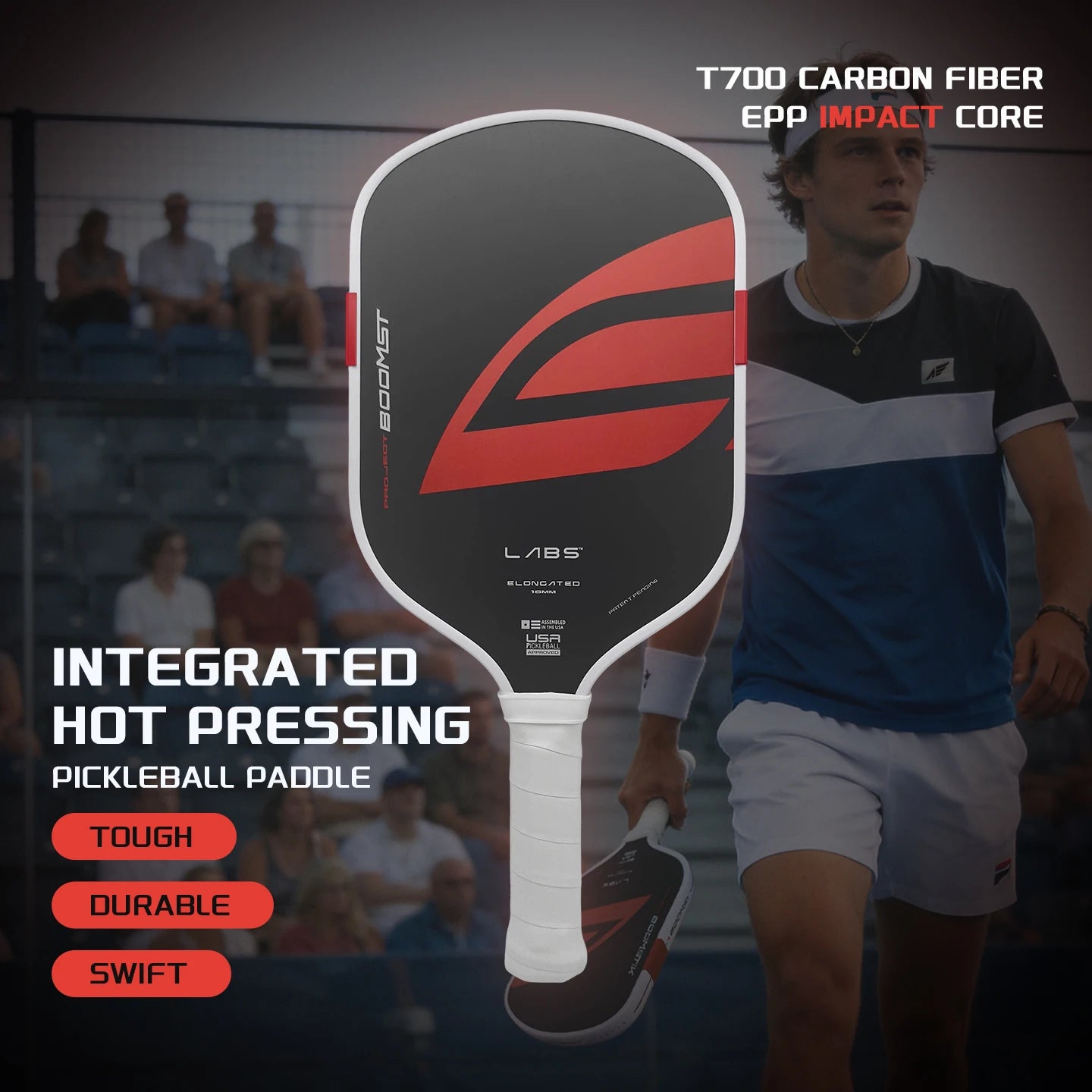 Boomstick  T700 Pickleball Paddle 16mm Thickness Pro EPP+EVA Foam TPU Edging Super Durable Training Custom LOGO Available