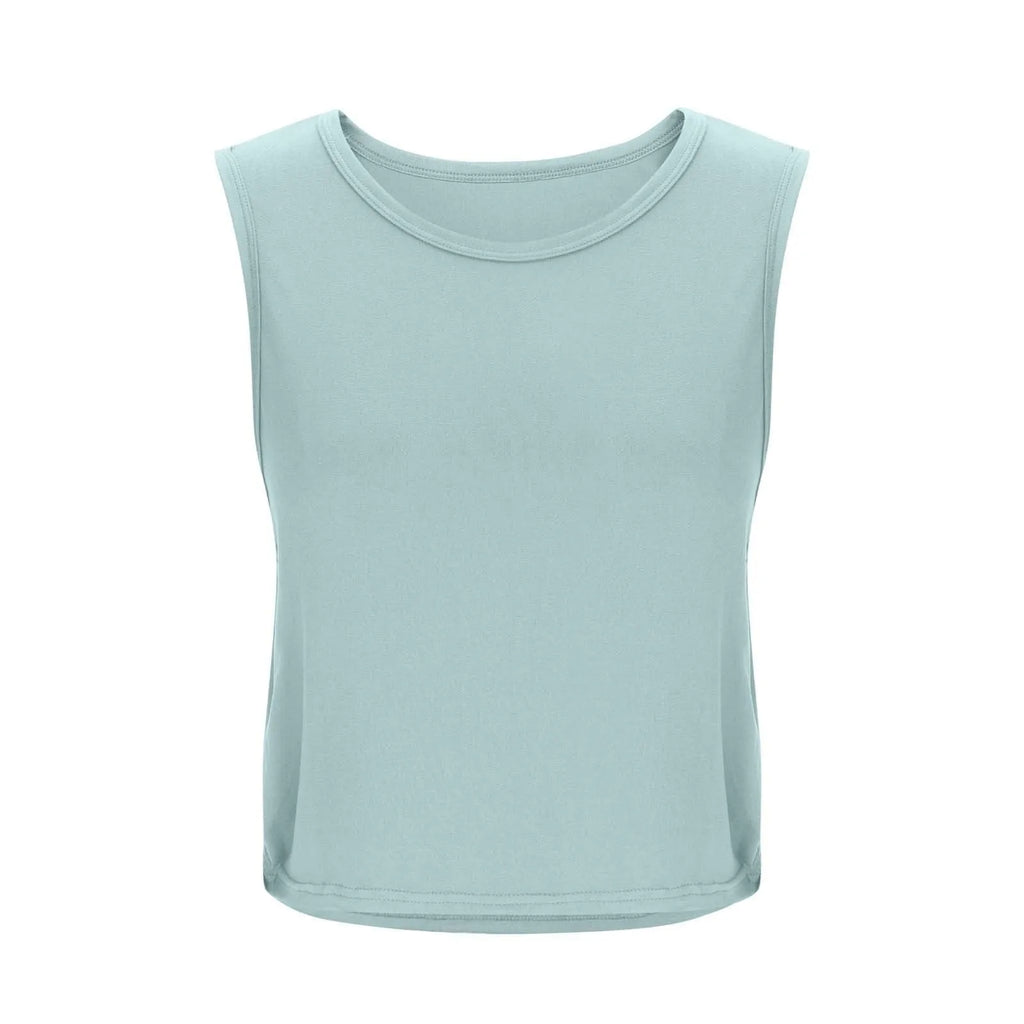 Women Sleeveless Yoga Tops Athletic Vest Breathable Blouse Cover Up Gym Workout Cool T-Shirt Running Short Tank Crop Top