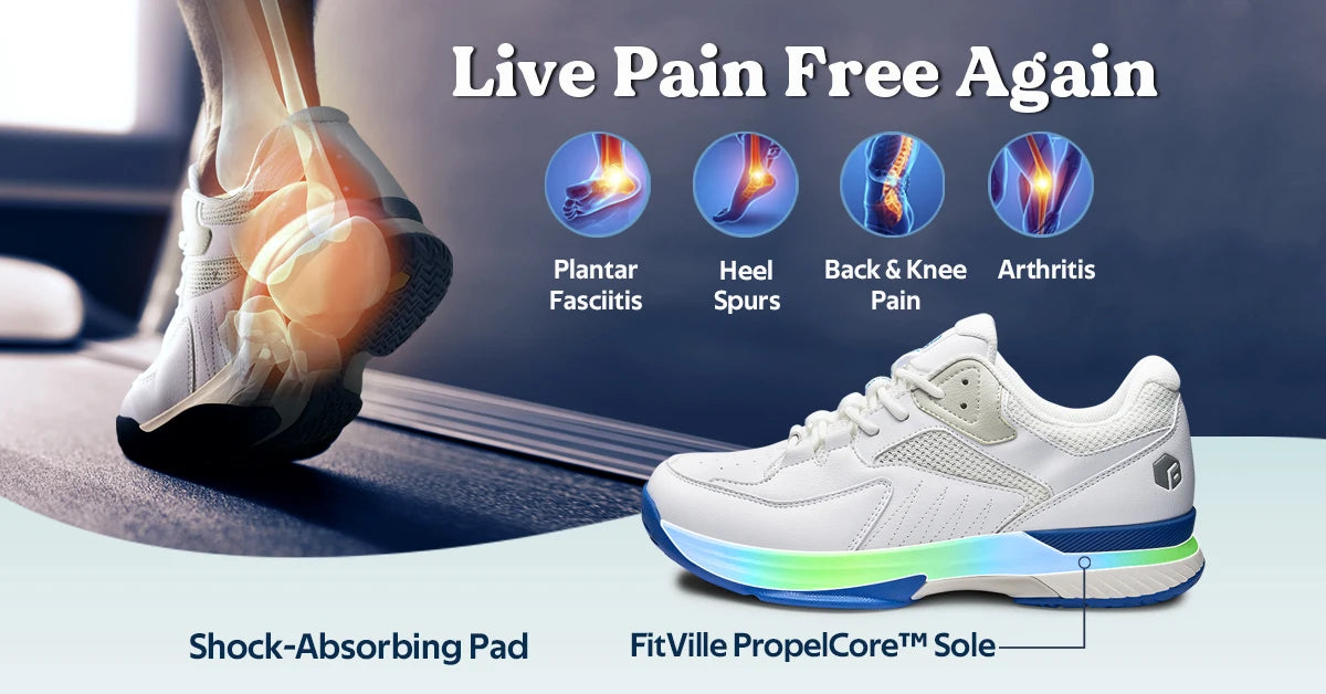 FitVille Mens Tennis Shoes Professional Training Sneakers Wear Resistant Anti-Slip Sweat Absorbent for Swollen Feet Arch Support