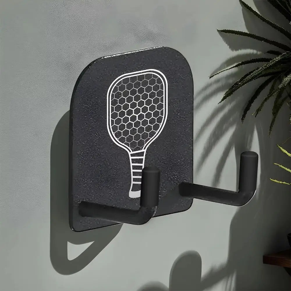 2Pcs Wall Mounted Pickleball Paddle Wall Rack Self-adhesive Punch-Free Pickleball Rackets Holder Aluminum Alloy Stable