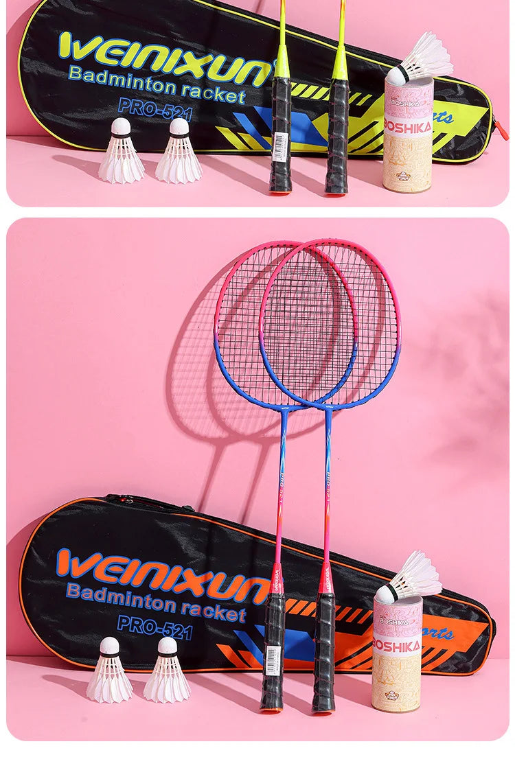 New Durable Badminton Rackets (Set of 2) – Ideal for Adults and Secondary School Students: High-Bounce Rackets for Beginners