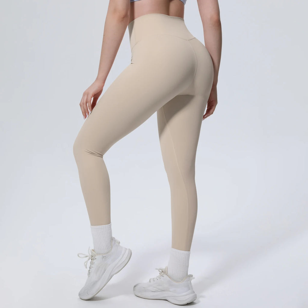 Summer Breathable Peach Buttocks Yoga Pants Solid Color High Stretch Sports Leggings Gym Push Up Outdoor Running Yoga Pants
