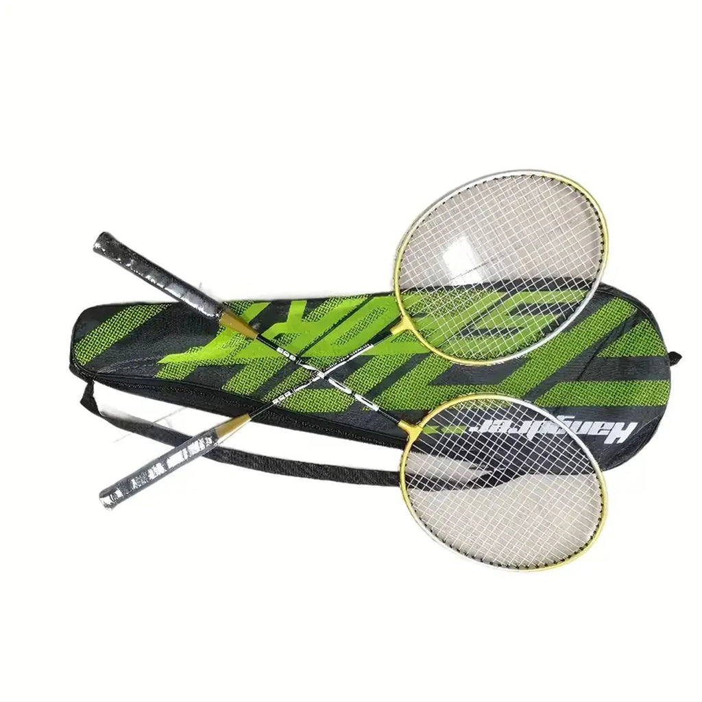 1 Set (2 Rackets + 3 Nylon Badminton Shuttlecocks + 1 Storage Bag) 205 Black Gold Split Badminton Racket, Lightweight and Durable, Sports Nylon Mesh Iron Alloy Split Double Racket