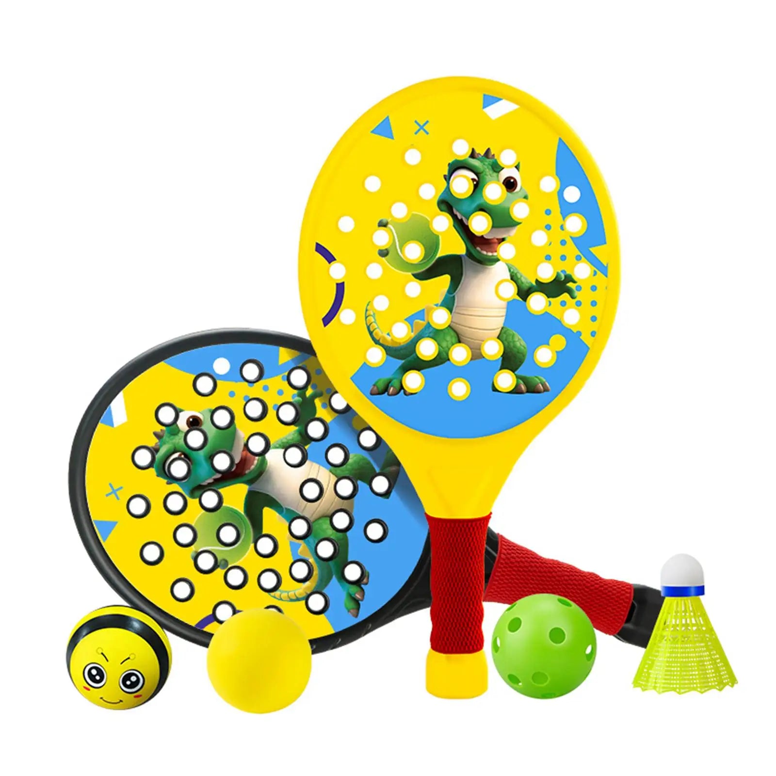 2Pcs Kids Padel Rackets Paddles Set Stylish Sweat Absorbing Gripping Paddle Tennis Racquets Rackets for Beginners Kids Sports