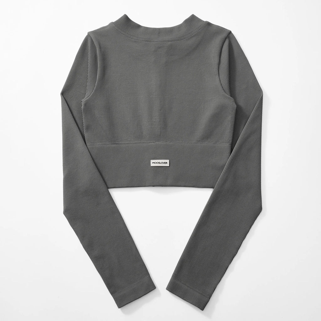 Yoga Shirt Woman Autumn Winter Ribbed Long Sleeve Sports Top Running Training Fitness Top Shockproof Zipper Yoga Tops Women