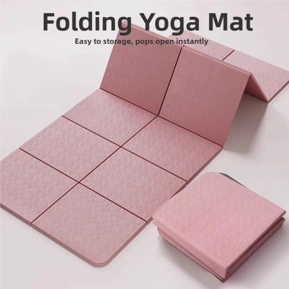 Eco-Friendly TPE Foldable Yoga Mat Double-Sided Non-Slip Travel Fitness Exercise Mat for Pilates and Floor Workouts