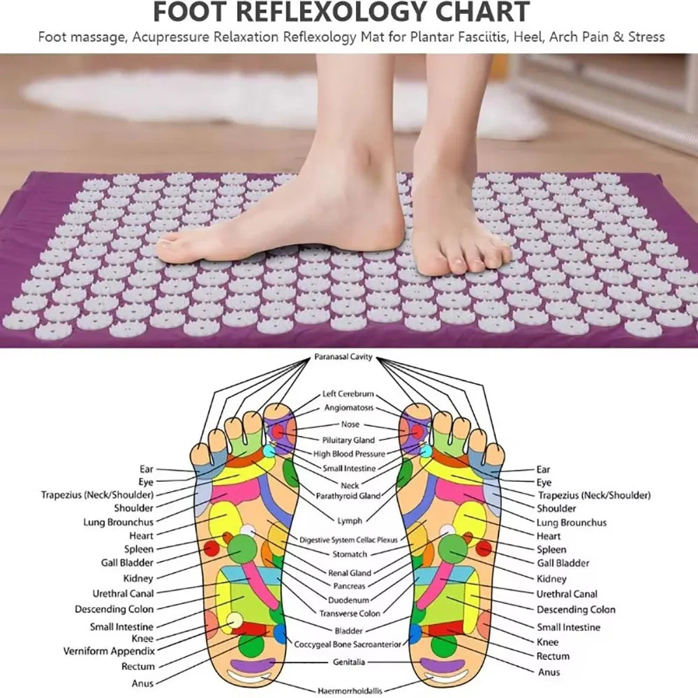 Massager pillow, massage mat for Yoga acupressure relieves pain stress, back, body pain, tip mat, acupuncture mat and pillow set