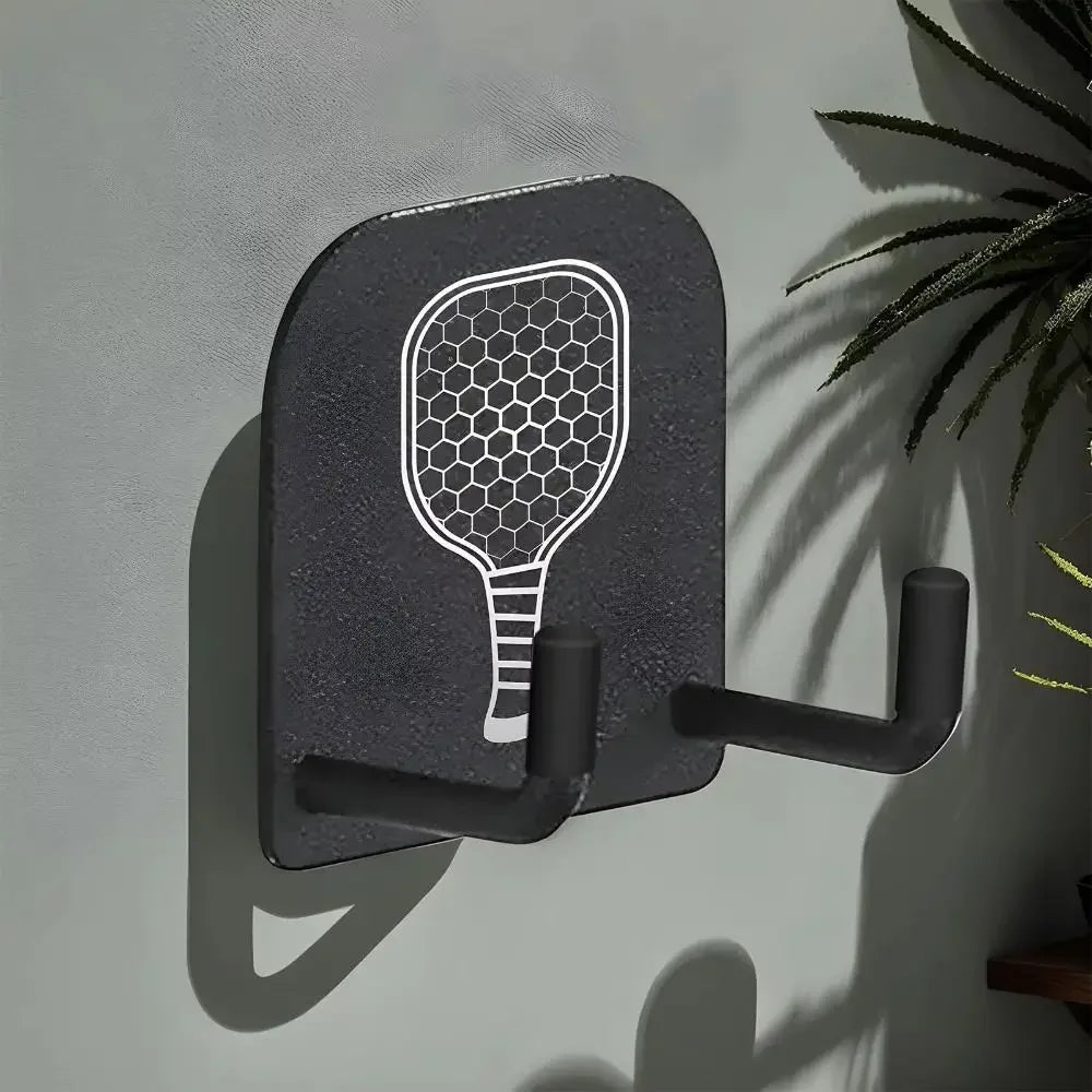 2Pcs Wall Mounted Pickleball Paddle Wall Rack Self-adhesive Punch-Free Pickleball Rackets Holder Aluminum Alloy Stable