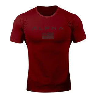 New Fitness Clothes Men's T-shirt Sports Outdoor Running Training Quick Dry round Neck Short Sleeve Youth Popular Geometric P...