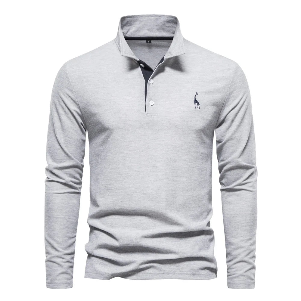 2026 New Polo T-shirts for Men High Grade Embroidery Solid Long Sleeve Golf Polo Shirts Spring Autumn Social Business Male Tops