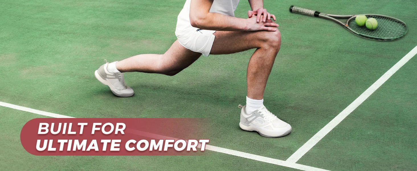 FitVille Men's Wide Pickleball Shoes Tennis Shoes Full Court Tennis Sneakers with Arch Support Lightweight Non-slip Sports Shoe