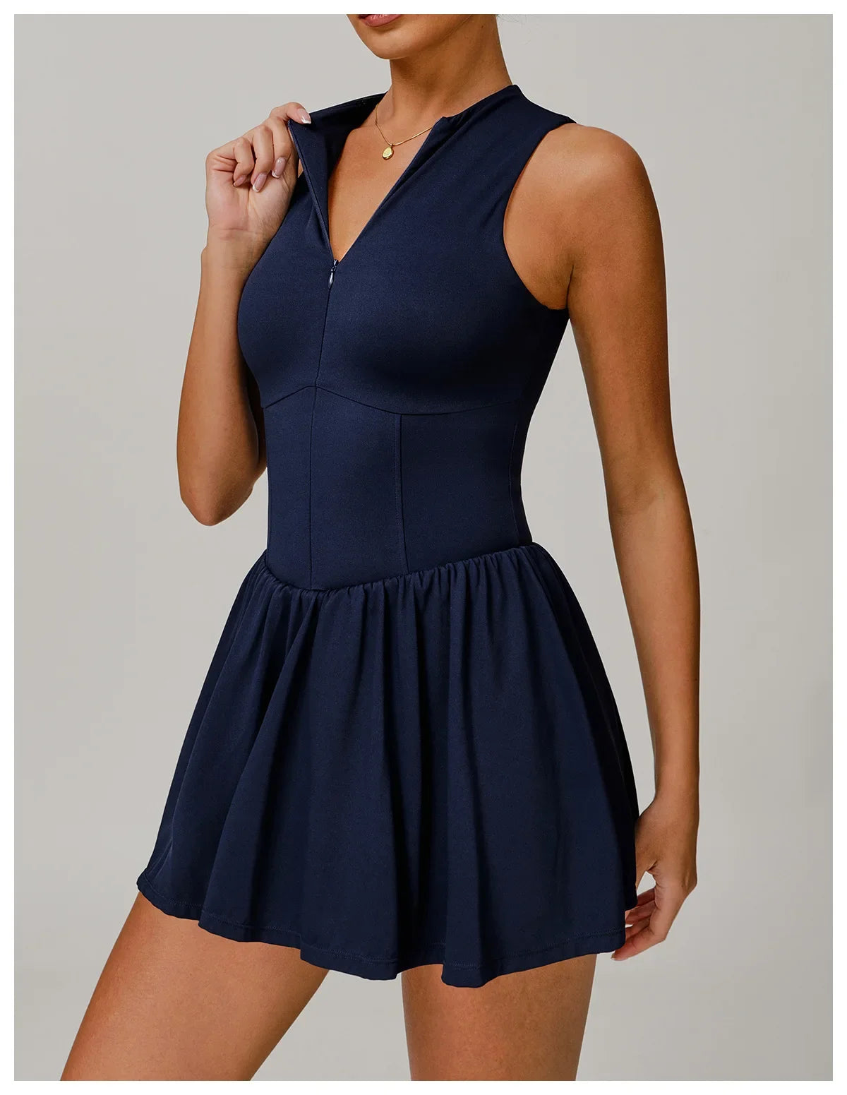 Tennis Skirt Sports Fitness Stand-up Collar Anti-light Golf Badminton Casual Fitness Workout Clothing Gym Yoga Suit for Women