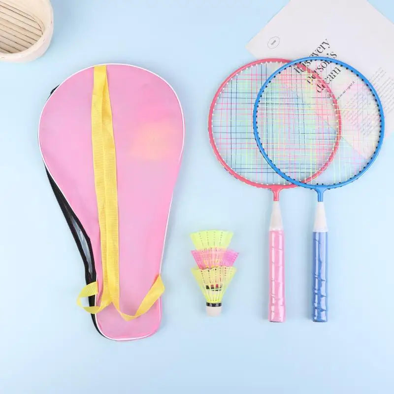 Family Sports Toy: Children's Lightweight Badminton Racket Double Set with Backpack, Designed for Kids Sports