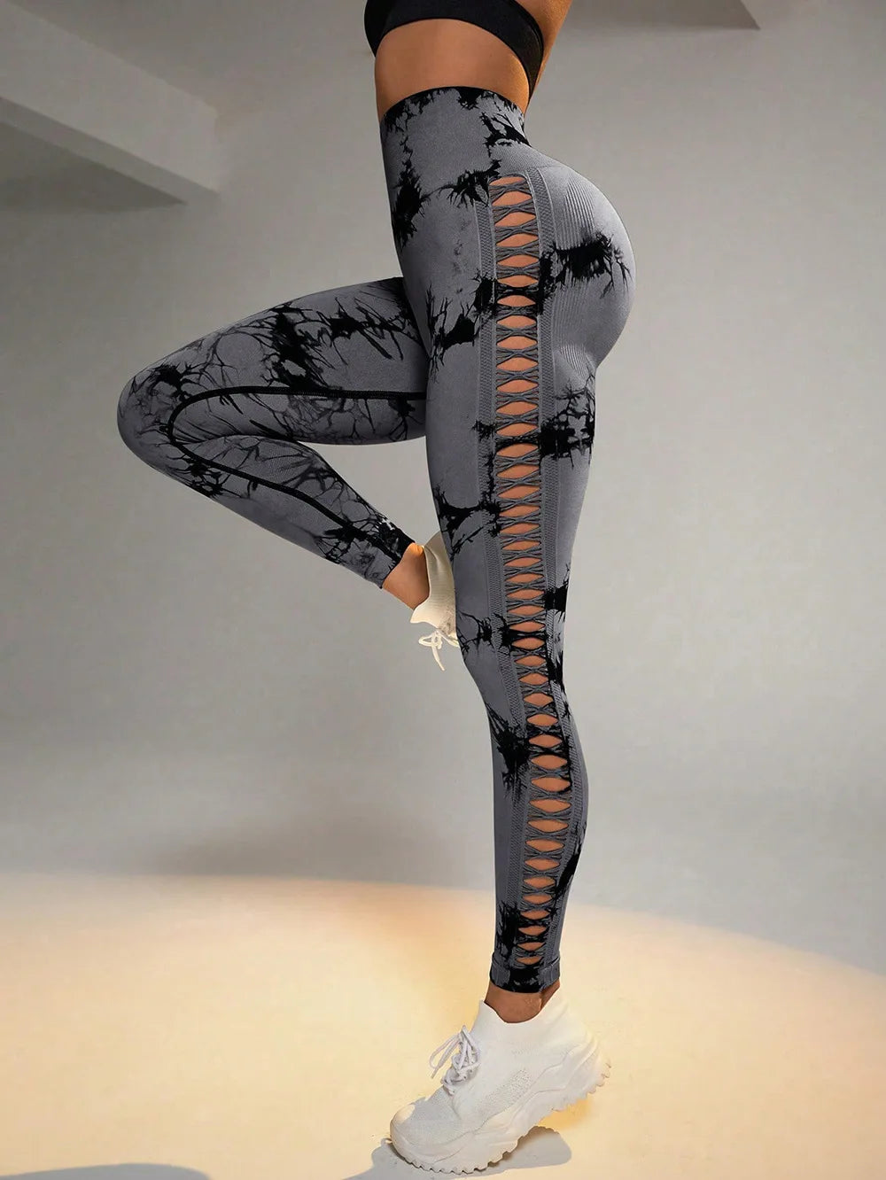 Sexy Hollow Black  Seamless Leggings Women Fitness Leggings Gym Yoga Pants High Waist Yoga Pants Sports Female Clothing
