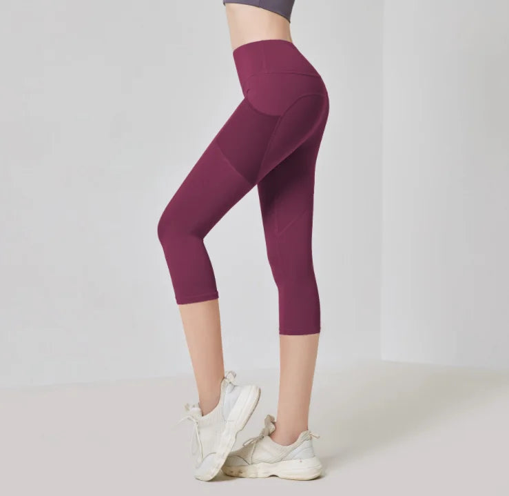 Yoga Pants Pockets Hip-lifting Bottoming Quick-drying Yoga Clothes Breathable Stretch Mesh Side Pockets Running Fitness Pants