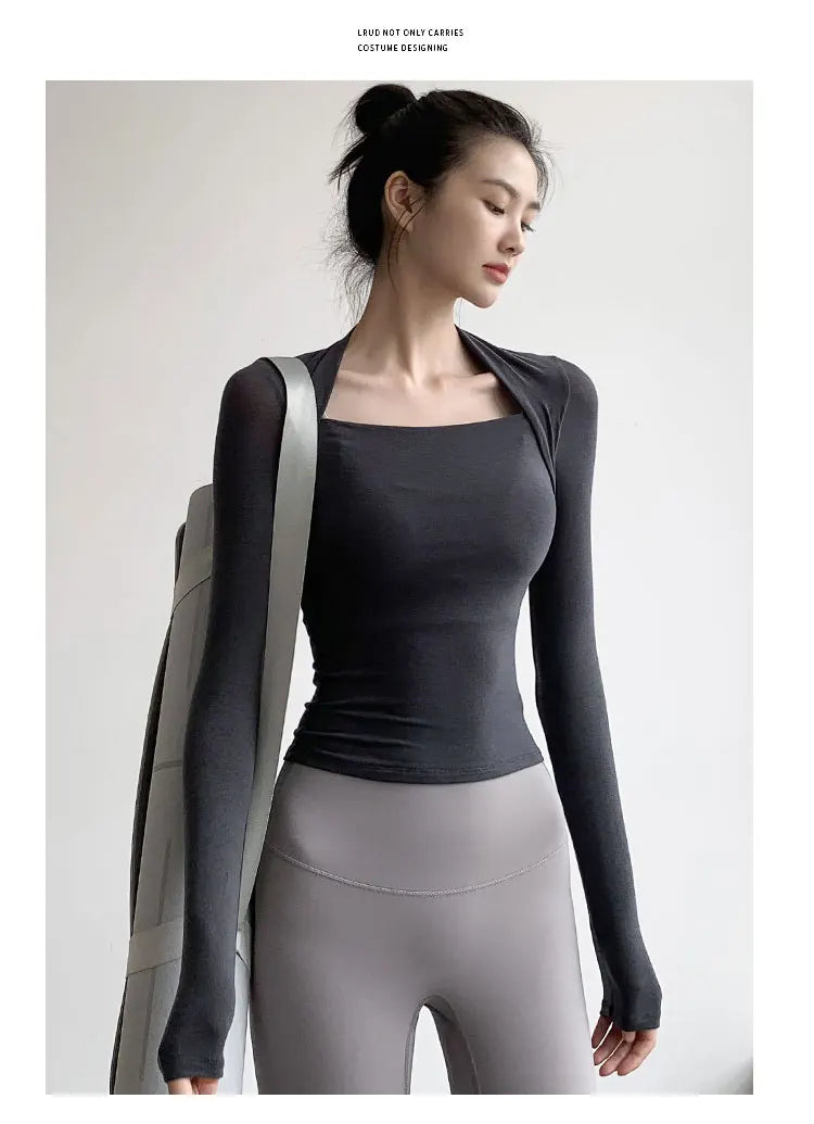 Women's Casual Sports Yoga Top Running Fitness Pilates Professional Training Clothes Quick Dry Breathable Long Sleeve T-Shirt