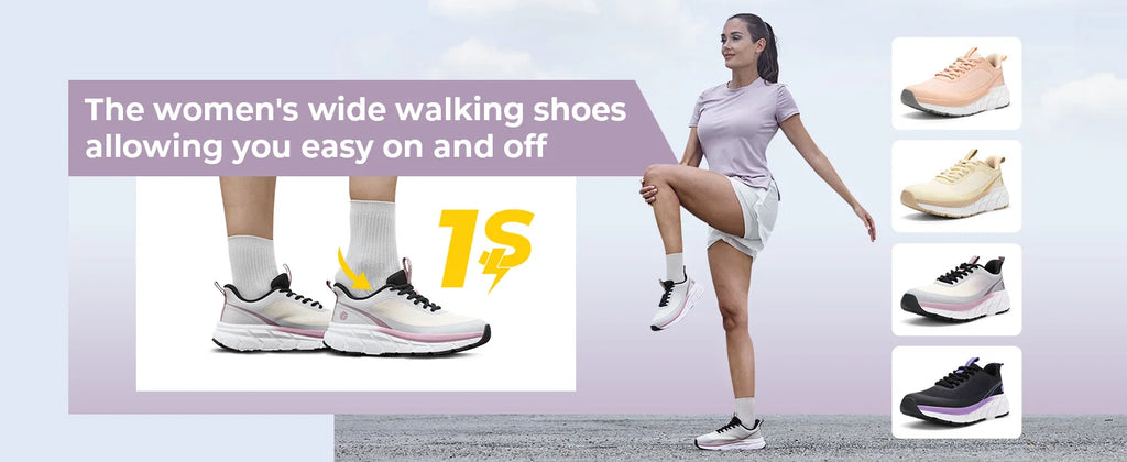 Fittington Women's Sports Shoes Wide Women Sneakers Non-Slip Tennis Walking Running Shoes For Women Swollen Feet Pain Relief