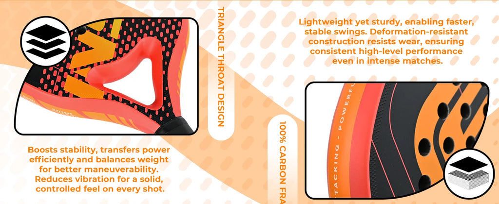 INSUM Padel Racket Lightweight Padel Tennis Racquets With Diamond Shape & Anti-Vibration System Suitable For Beginner To Advance