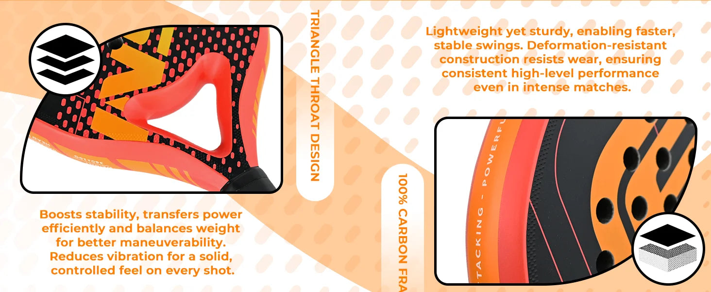 INSUM Padel Racket Lightweight Padel Tennis Racquets With Diamond Shape & Anti-Vibration System Suitable For Beginner To Advance