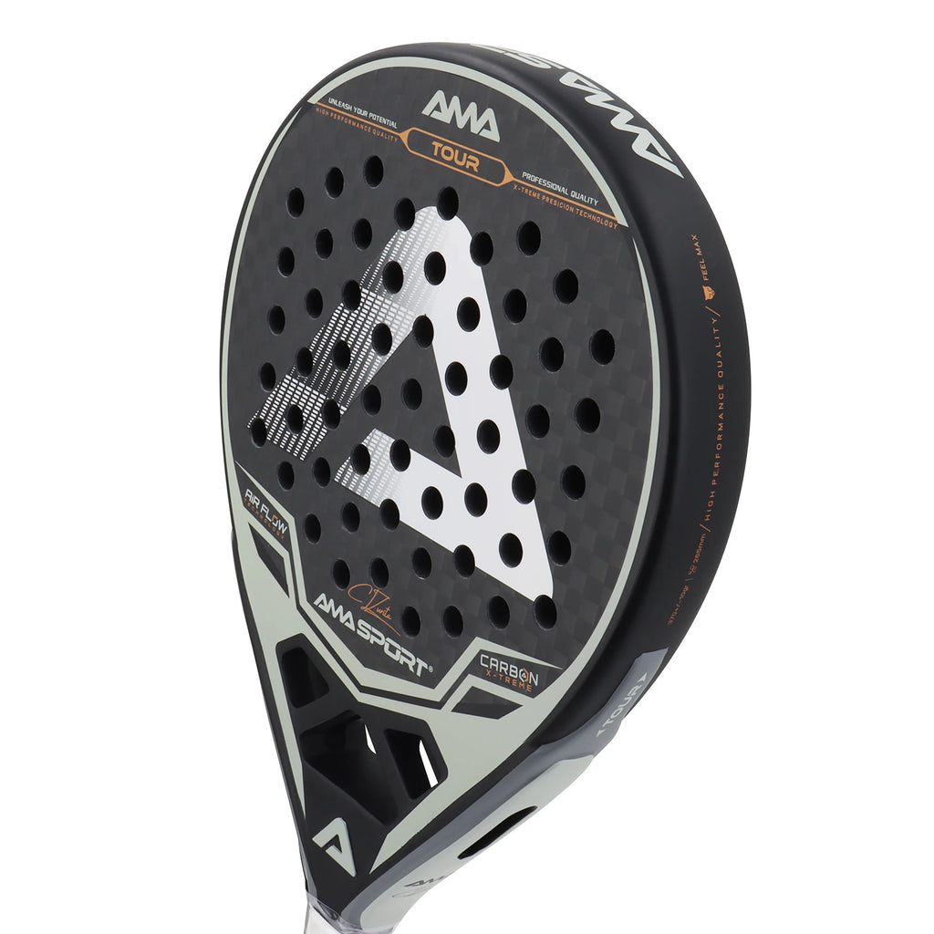 AMASPORT Padel Racket 12K Carbon EVA Soft Midium Balance Padel Paddle Tear Shape for Advanced Players Paddle Tennis Racket