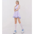 Polo Shirt Tennis Dress Chest Pads Shorts Soft High Stretchy Fitness Skorts Tummy Control Yoga Skirts Gym Clothing Activewear