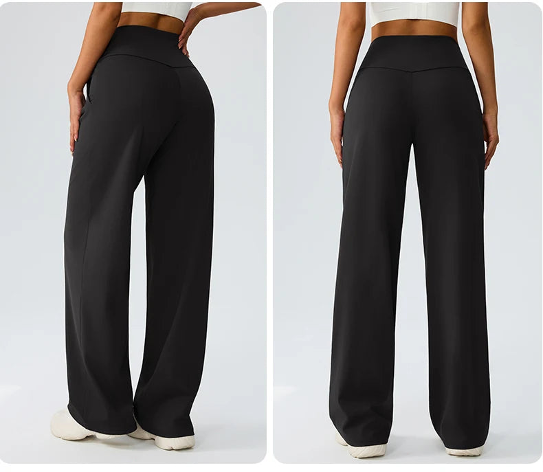 Yoga wide leg pants for women high waisted loose straight leg pants casual sports yoga pants women's outerwear
