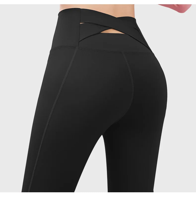 Yoga Pants For Women Elastic High Waist Cross Back Seamless Leggings Hip Lift Gym Tight Sportswear Fitness Sports Leggings