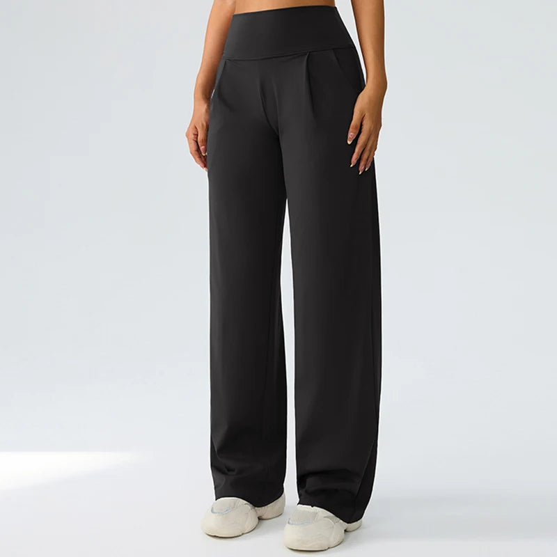 Yoga wide leg pants for women high waisted loose straight leg pants casual sports yoga pants women's outerwear