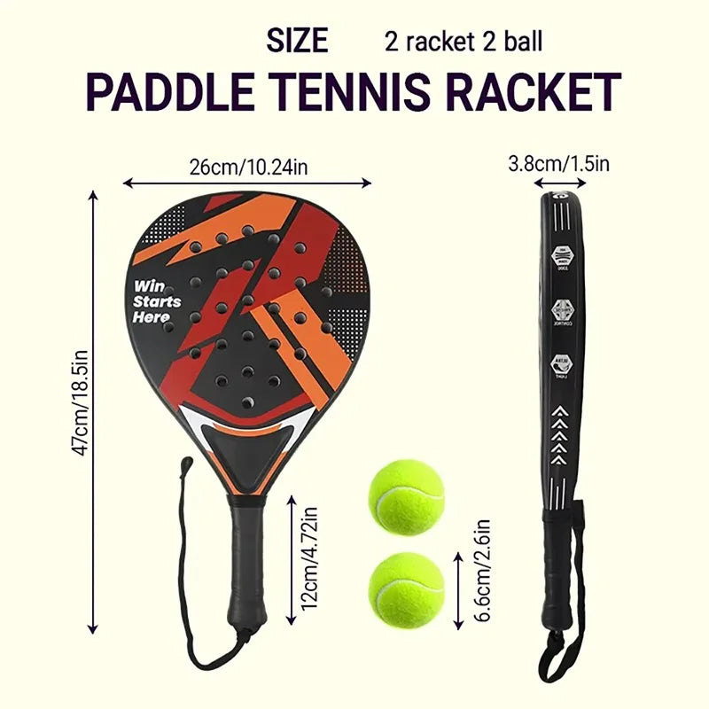 Padel Racket with Carbon Fiber Surface & EVA Memory Foam Core – Lightweight Well-Balanced Padel for Beginners and Intermediate