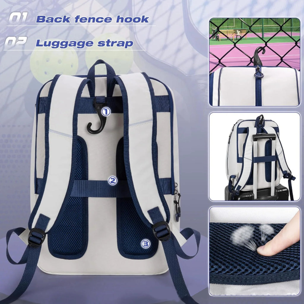 Pickleball racket storage backpack with shoe compartment adjustable multi-compartment backpack Men Women Sports Backpack
