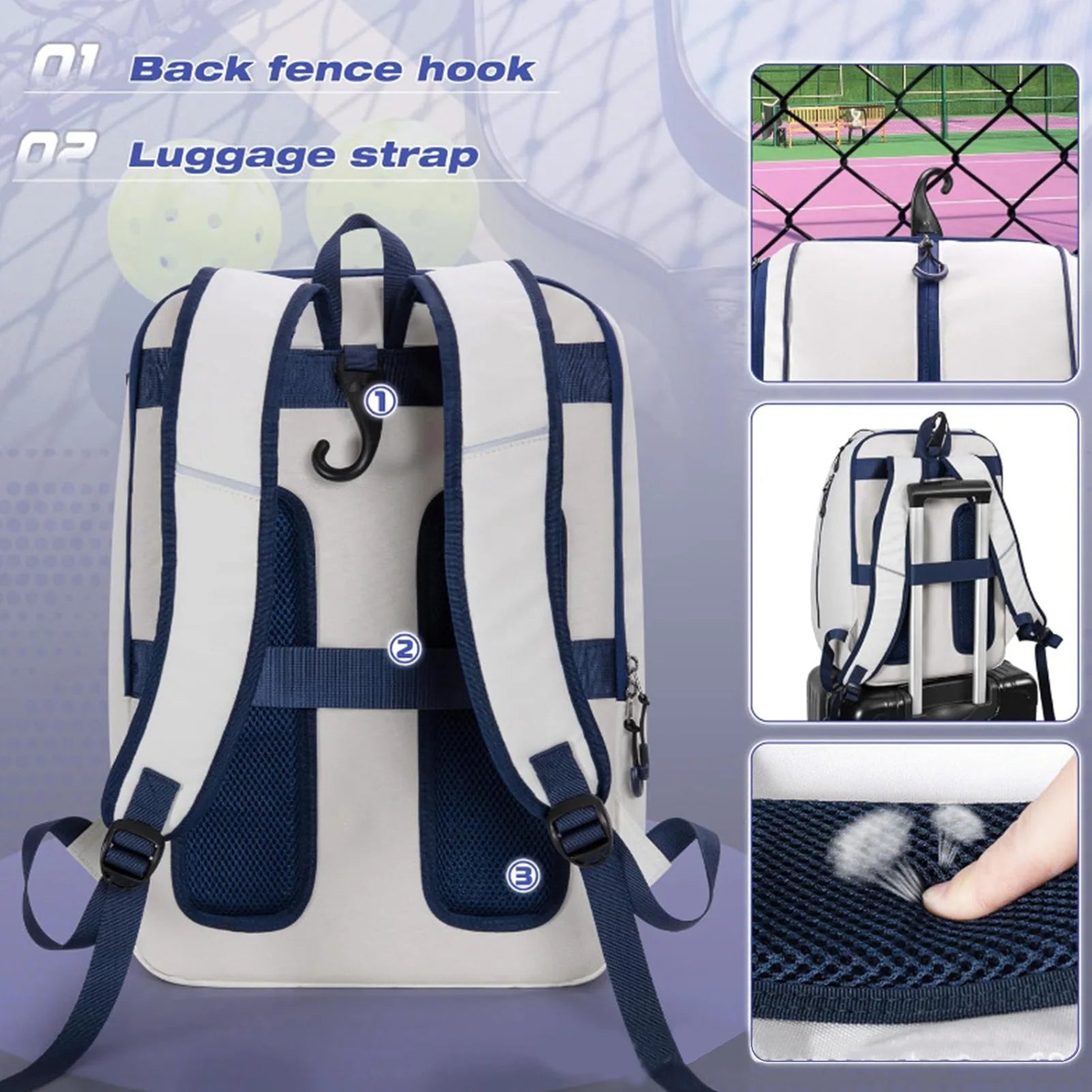 Pickleball racket storage backpack with shoe compartment adjustable multi-compartment backpack Men Women Sports Backpack