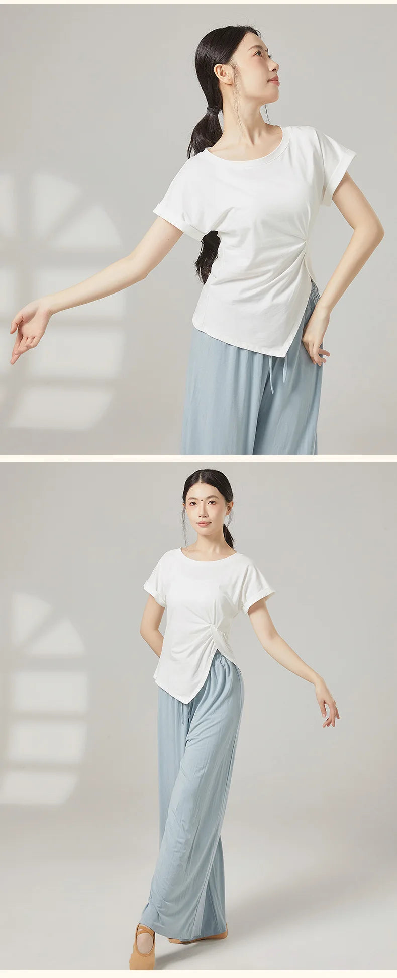 Cotton Yoga Top For Women Short Sleeve Breathable Soft Gym Fitness Top Classical Dance t-Shirt Modern Dance Running Active Wear