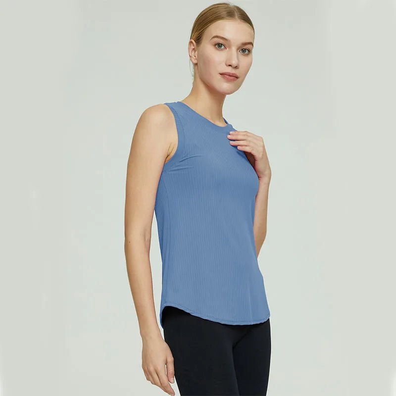 Yoga Tops Women Gym Training Sport Tops Quick-Dry Yoga Shirts Sleeveless Outdoor Running Fitness Casual Sports T-shirt