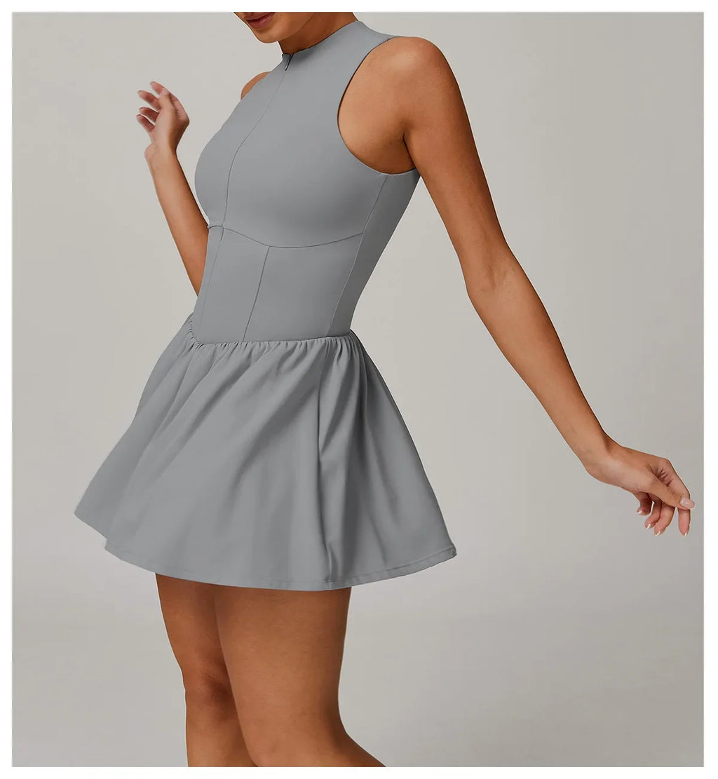 Tennis Skirt Sports Fitness Stand-up Collar Anti-light Golf Badminton Casual Fitness Workout Clothing Gym Yoga Suit for Women