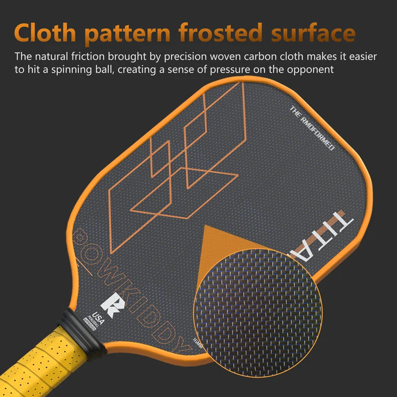 Pickleball Paddle Titanium Fiber Carbon Weave Heat Pressed Integrated Attack Type Professional Racket 16mm PP Honeycomb Core!