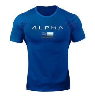 New Fitness Clothes Men's T-shirt Sports Outdoor Running Training Quick Dry round Neck Short Sleeve Youth Popular Geometric P...