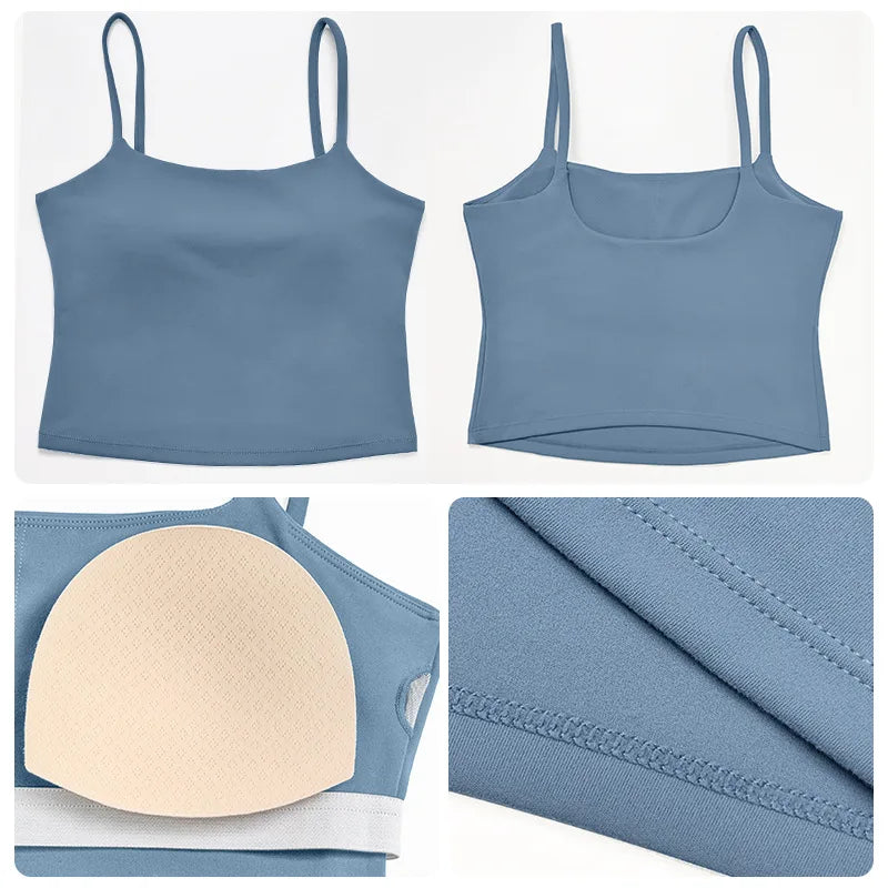 Women's Yoga Sports Vest – Built-in Bra with Chest Pad, Beautiful Back Suspenders, Running Fitness Tank Top for Gym
