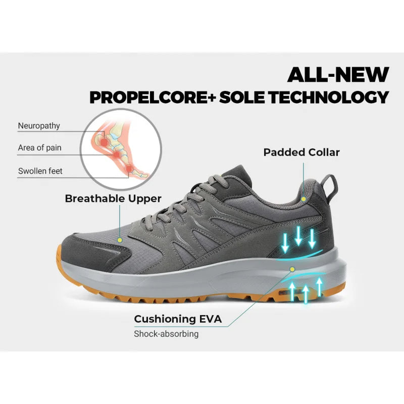 FitVille Extra Wide Sneakers For Men Hiking Walking Shoes Wide Toe Box Lightweight Running Shoe For Flat Feet With Arch Support