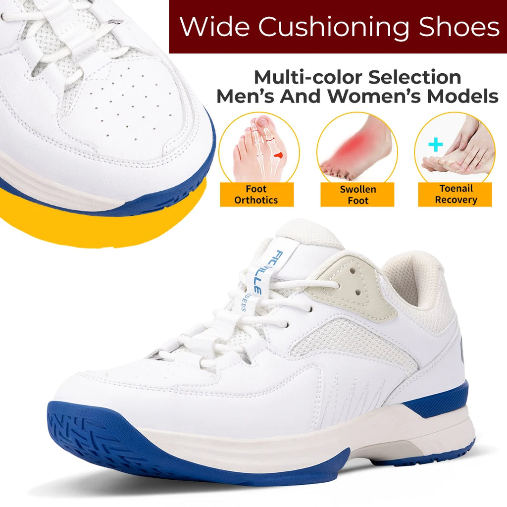 FitVille Mens Tennis Shoes Professional Training Sneakers Wear Resistant Anti-Slip Sweat Absorbent for Swollen Feet Arch Support