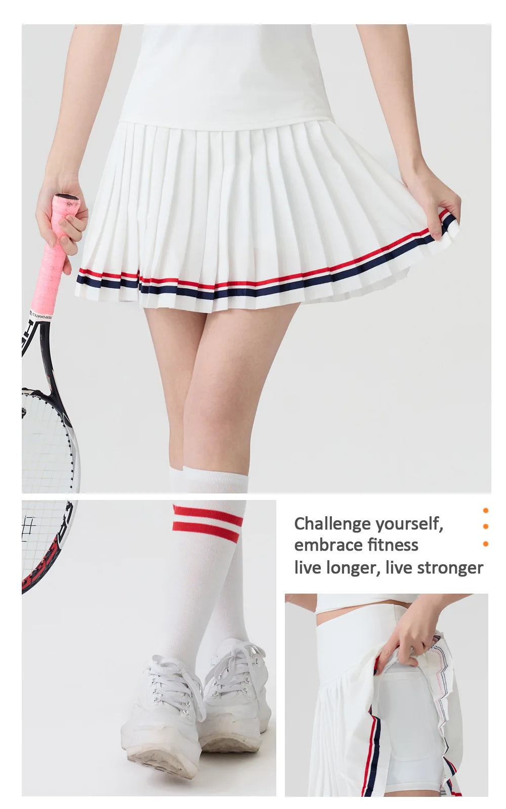 New Style Tennis Skirt, High-Waisted Slimming Tennis Wear, Quick-Drying Half-Length Pleated Skirt, Badminton Running Fitness Sports Short Skirt
