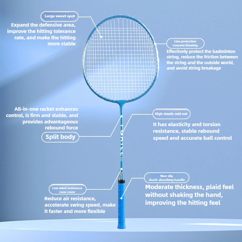 Sports Products Newest Designed Ferroalloy Frame Badminton Rackets A Pair Badminton Racquet with Premium Badminton Bag & 3 Balls