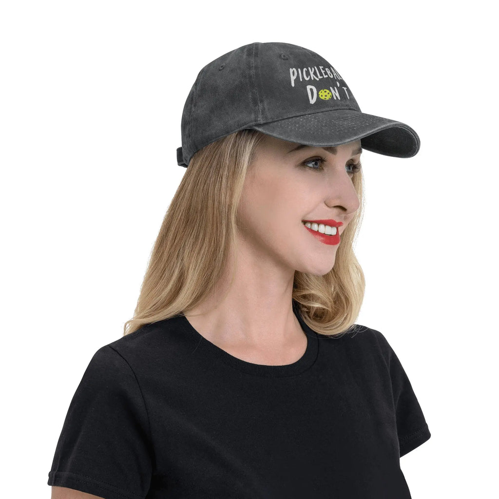 Pickleball Hair Don't Care Print Baseball Cap Gifts for Men Women Adjustable Pickle Ball Hat Unisex Snapback Hats