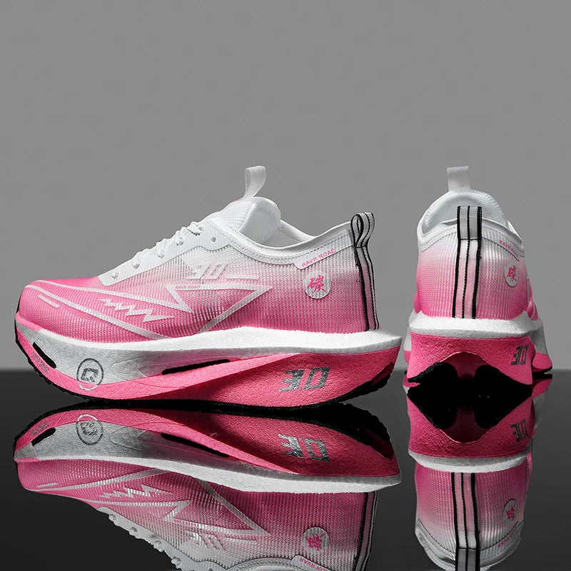 Women's Carbon Board Sneakers Anti-slip Cushioned Comfortable Racing Training Running Shoes Mesh Tennis Shoes Casual for Women