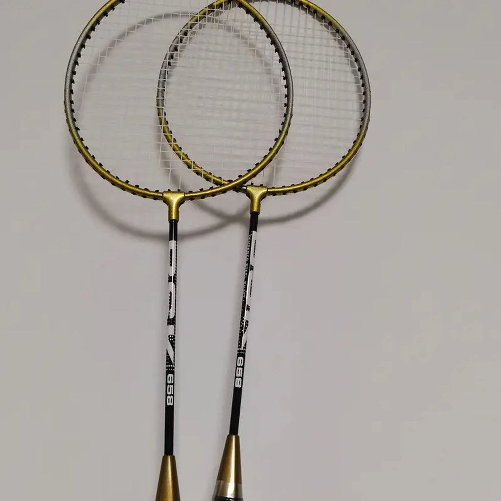 1 Set (2 Rackets + 3 Nylon Badminton Shuttlecocks + 1 Storage Bag) 205 Black Gold Split Badminton Racket, Lightweight and Durable, Sports Nylon Mesh Iron Alloy Split Double Racket