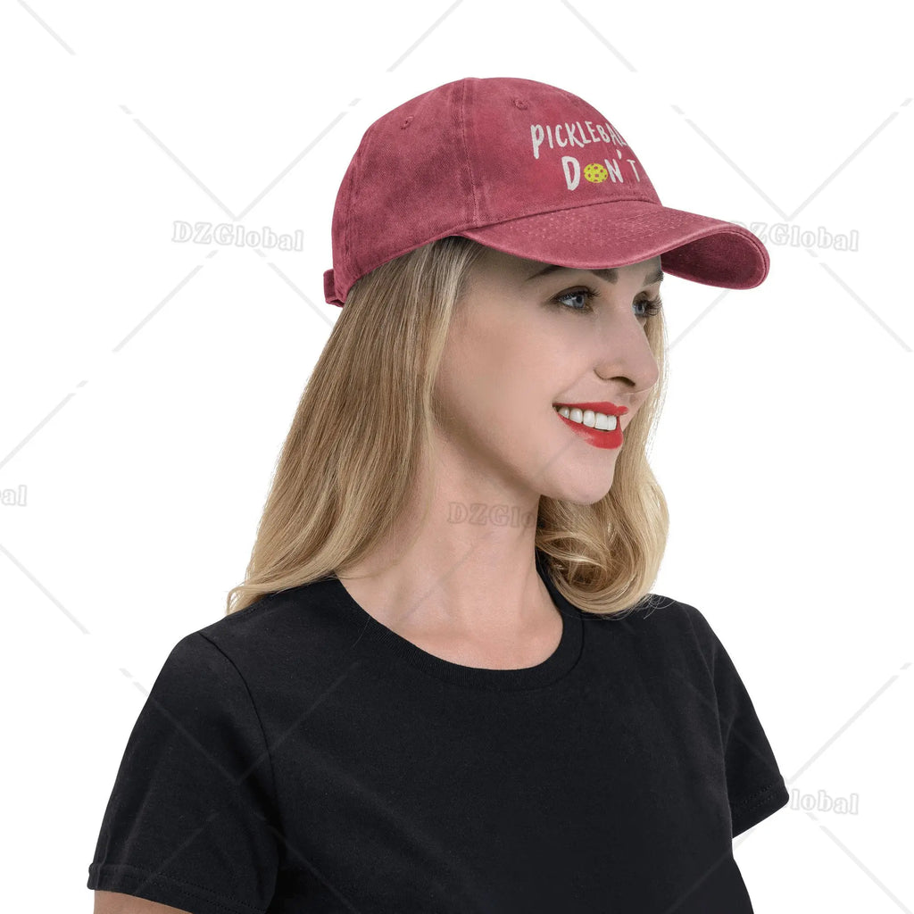Pickleball Hair Don't Care Print Baseball Cap Gifts for Men Women Adjustable Pickle Ball Hat Unisex Snapback Hats
